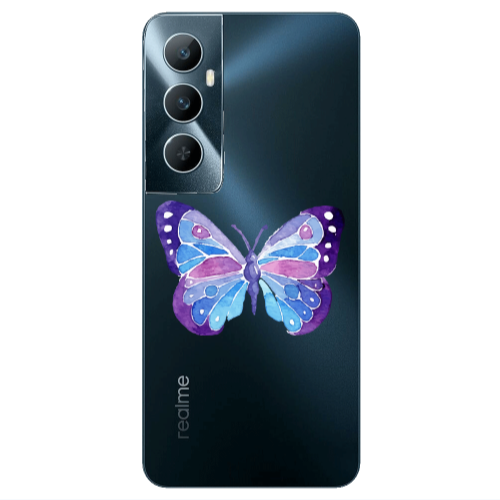 Realme C65 Big Butterfly Transparent Silicone TPU Θήκη