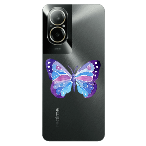 Realme C67 Big Butterfly Transparent Silicone TPU Θήκη