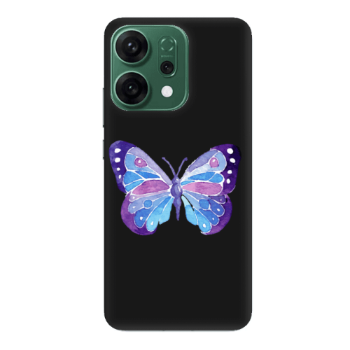 Oppo RENO 14 Big Butterfly Black Colored Silicone TPU Θήκη
