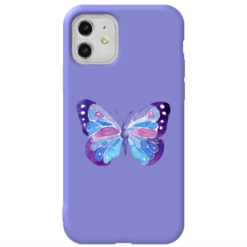 Apple iPhone 11  Big Butterfly Purple Colored Silicone TPU Θήκη