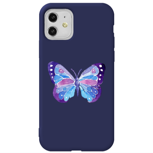 Apple iPhone 11  Big Butterfly Dark blue Colored Silicone TPU Θήκη