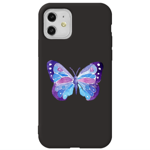 Apple iPhone 11  Big Butterfly Black Colored Silicone TPU Θήκη