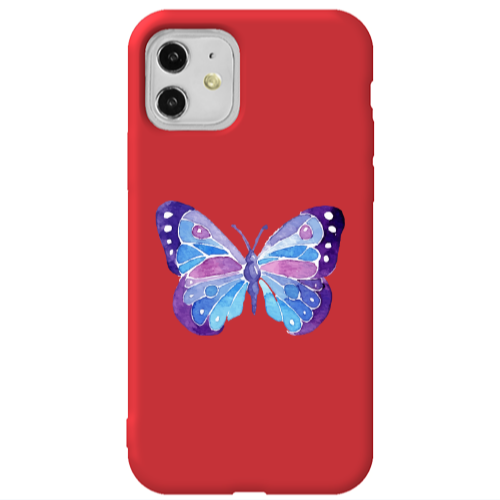 Apple iPhone 11  Big Butterfly Red Colored Silicone TPU Θήκη