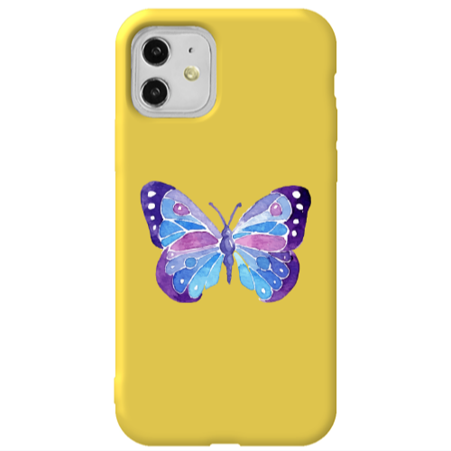Apple iPhone 11  Big Butterfly Yellow Colored Silicone TPU Θήκη