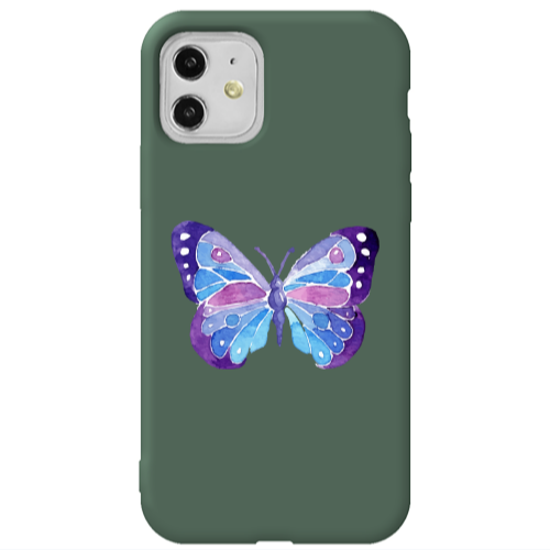Apple iPhone 11  Big Butterfly Dark Green Colored Silicone TPU Θήκη