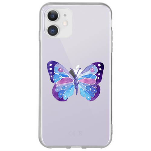 Apple iPhone 12 Big Butterfly Transparent Silicone TPU Θήκη