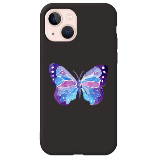 Apple iPhone 13 Big Butterfly Black Colored Silicone TPU Θήκη