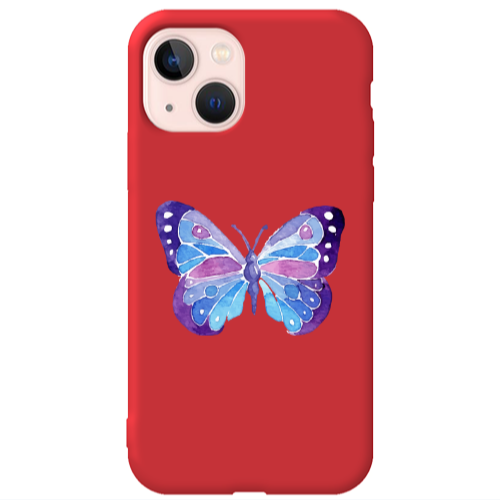 Apple iPhone 13 Big Butterfly Red Colored Silicone TPU Θήκη