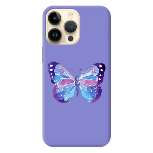 Apple iPhone 13 Pro Max Big Butterfly Purple Colored Silicone TPU Θήκη