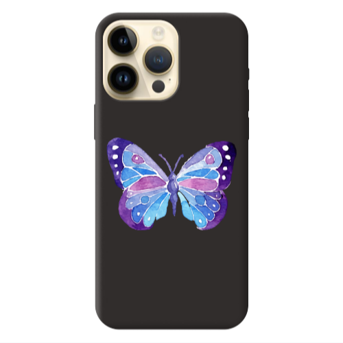 Apple iPhone 13 Pro Max Big Butterfly Black Colored Silicone TPU Θήκη