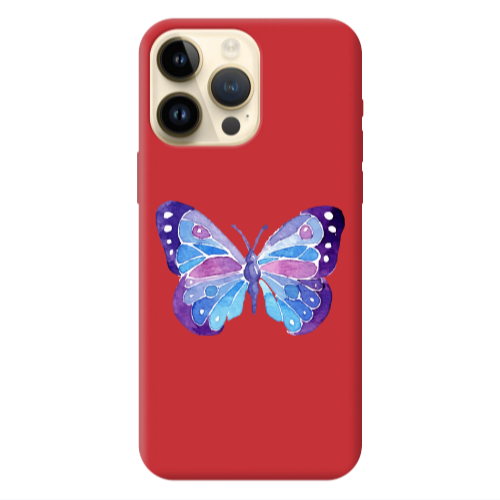 Apple iPhone 13 Pro Max Big Butterfly Red Colored Silicone TPU Θήκη