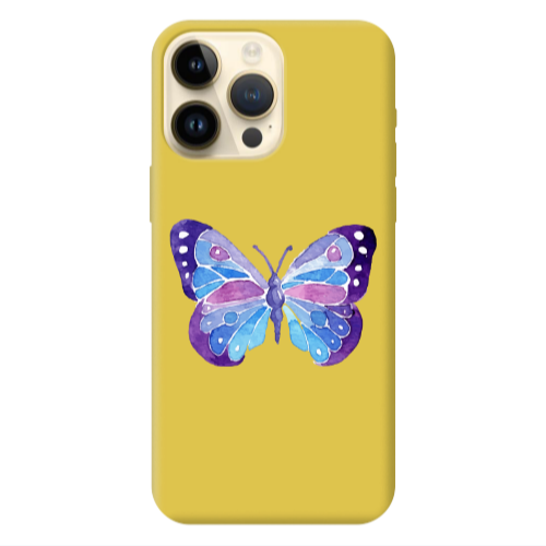 Apple iPhone 13 Pro Max Big Butterfly Yellow Colored Silicone TPU Θήκη
