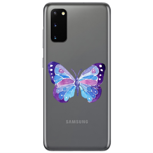 Samsung S20 Big Butterfly Transparent Silicone TPU Θήκη