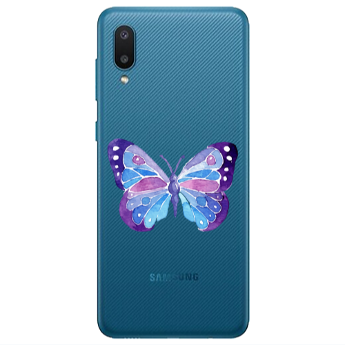 Samsung A02 Big Butterfly Transparent Silicone TPU Θήκη
