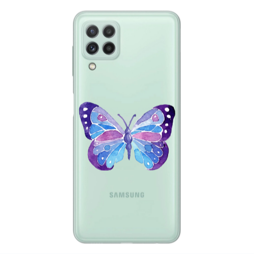 Samsung A22 4G Big Butterfly Transparent Silicone TPU Θήκη