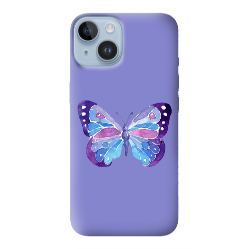 Apple iPhone 14  Big Butterfly Purple Colored Silicone TPU Θήκη