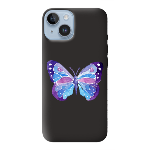 Apple iPhone 14  Big Butterfly Black Colored Silicone TPU Θήκη