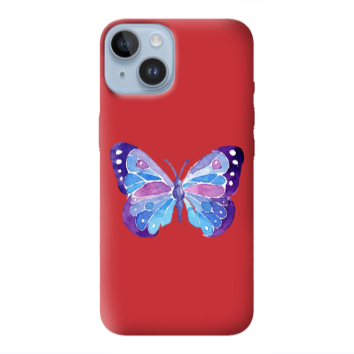 Apple iPhone 14 Plus Big Butterfly Red Colored Silicone TPU Θήκη