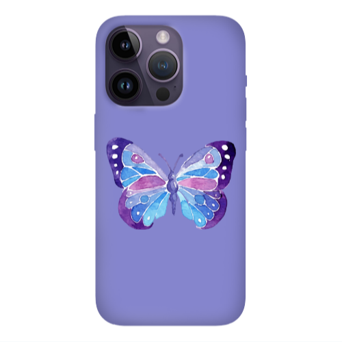 Apple iPhone 14 Pro  Big Butterfly Purple Colored Silicone TPU Θήκη