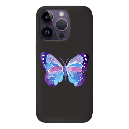 Apple iPhone 14 Pro  Big Butterfly Black Colored Silicone TPU Θήκη