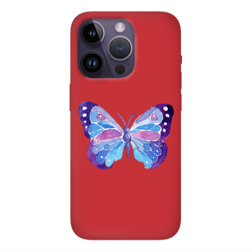 Apple iPhone 14 Pro  Big Butterfly Red Colored Silicone TPU Θήκη
