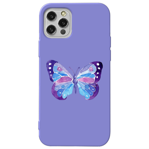 Apple iPhone 13 Pro Big Butterfly Purple Colored Silicone TPU Θήκη