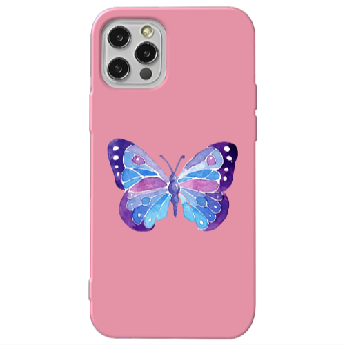 Apple iPhone 13 Pro Big Butterfly Pink Colored Silicone TPU Θήκη