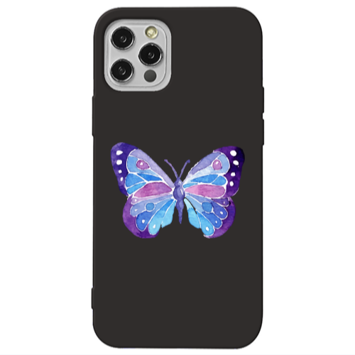Apple iPhone 13 Pro Big Butterfly Black Colored Silicone TPU Θήκη