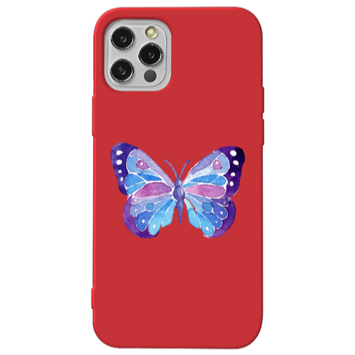 Apple iPhone 13 Pro Big Butterfly Red Colored Silicone TPU Θήκη