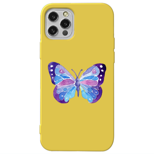 Apple iPhone 13 Pro Big Butterfly Yellow Colored Silicone TPU Θήκη