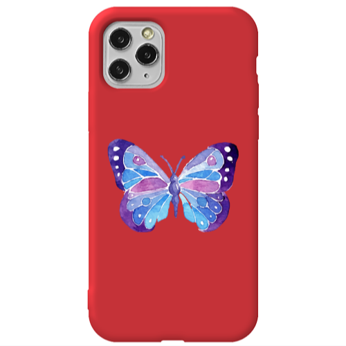 Apple iPhone 11 Pro Max Big Butterfly Red Colored Silicone TPU Θήκη