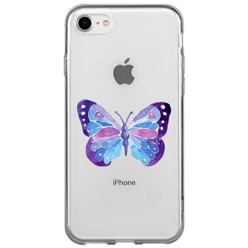 Apple iPhone 7 Big Butterfly Transparent Silicone TPU Θήκη