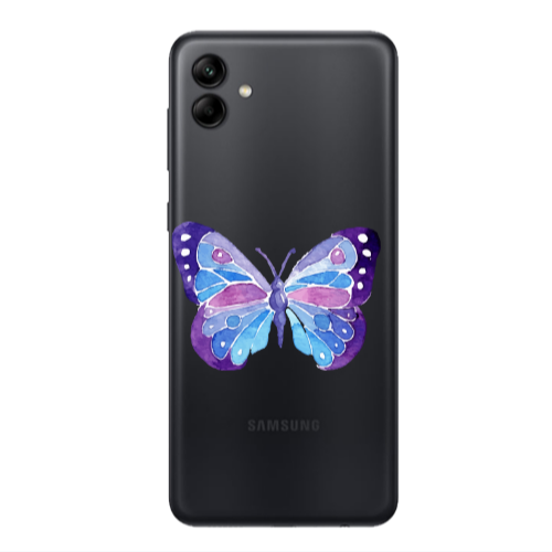 Samsung A04 Big Butterfly Transparent Silicone TPU Θήκη
