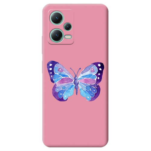 Xiaomi Redmi Note 12 Pro 5G Big Butterfly Pink Colored Silicone TPU Θήκη