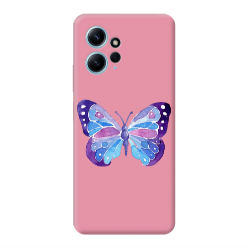Xiaomi Redmi Note 12 4G Big Butterfly Pink Colored Silicone TPU Θήκη