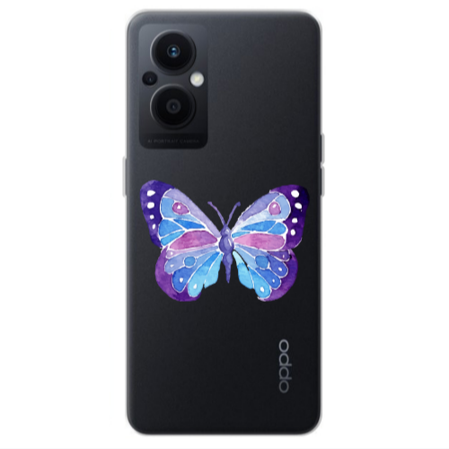Oppo Reno 7 Lite Big Butterfly Transparent Silicone TPU Θήκη