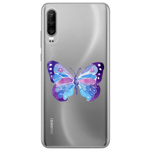 Huawei P30 Big Butterfly Transparent Silicone TPU Θήκη