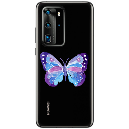 Huawei P40 Pro Big Butterfly Transparent Silicone TPU Θήκη