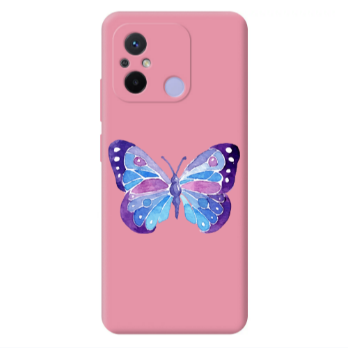 Xiaomi Redmi 12C Big Butterfly Pink Colored Silicone TPU Θήκη