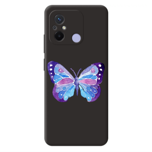 Xiaomi Redmi 12C Big Butterfly Black Colored Silicone TPU Θήκη