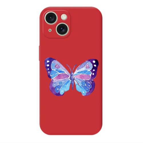 Apple iPhone 15 Big Butterfly Red Colored Silicone TPU Θήκη