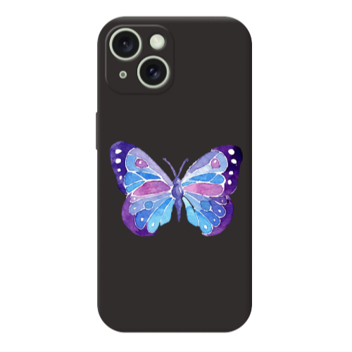 Apple iPhone 15 Plus Big Butterfly Black Colored Silicone TPU Θήκη
