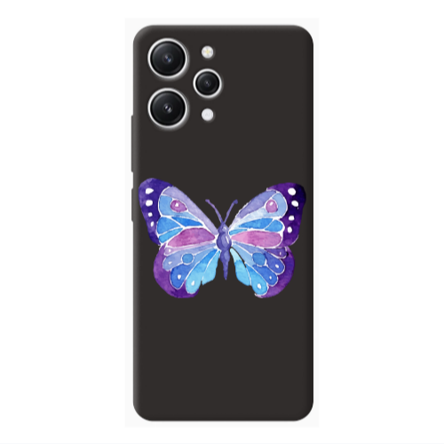 Xiaomi Redmi 12 Big Butterfly Black Colored Silicone TPU Θήκη
