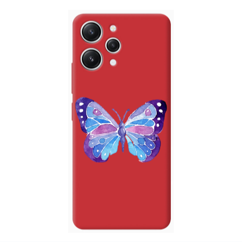 Xiaomi Redmi 12 Big Butterfly Red Colored Silicone TPU Θήκη