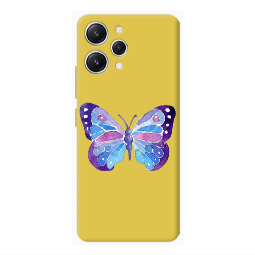 Xiaomi Redmi 12 Big Butterfly Yellow Colored Silicone TPU Θήκη