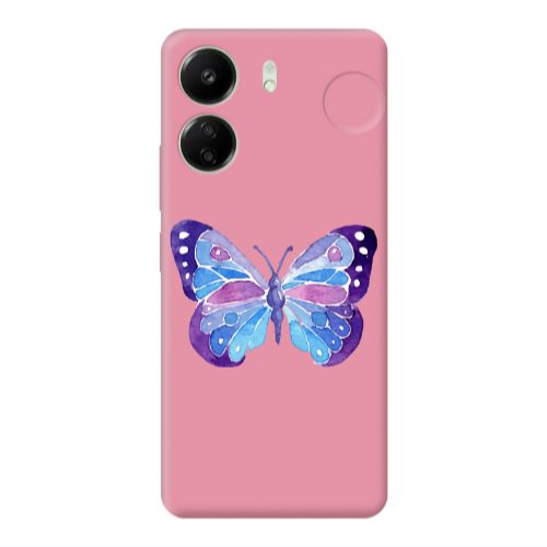 Xiaomi Redmi 13C Big Butterfly Pink Colored Silicone TPU Θήκη