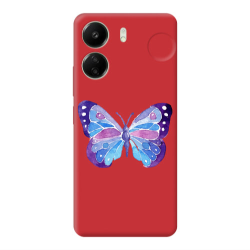 Xiaomi Redmi 13C Big Butterfly Red Colored Silicone TPU Θήκη