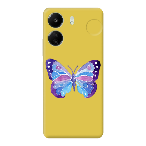 Xiaomi Redmi 13C Big Butterfly Yellow Colored Silicone TPU Θήκη