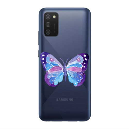 Samsung A02s Big Butterfly Transparent Silicone TPU Θήκη