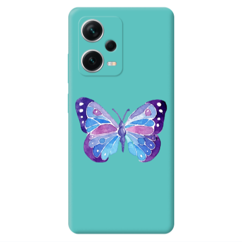 Xiaomi Poco X5 Big Butterfly Turquoise Colored Silicone TPU Θήκη